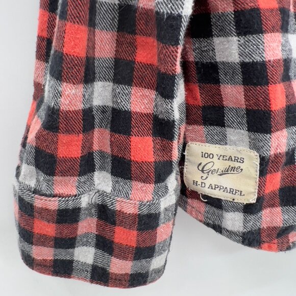 Vintage Harley-Davidson Embroidered Red/Black Plaid Flannel Button Down.Shirt L - Picture 7 of 14